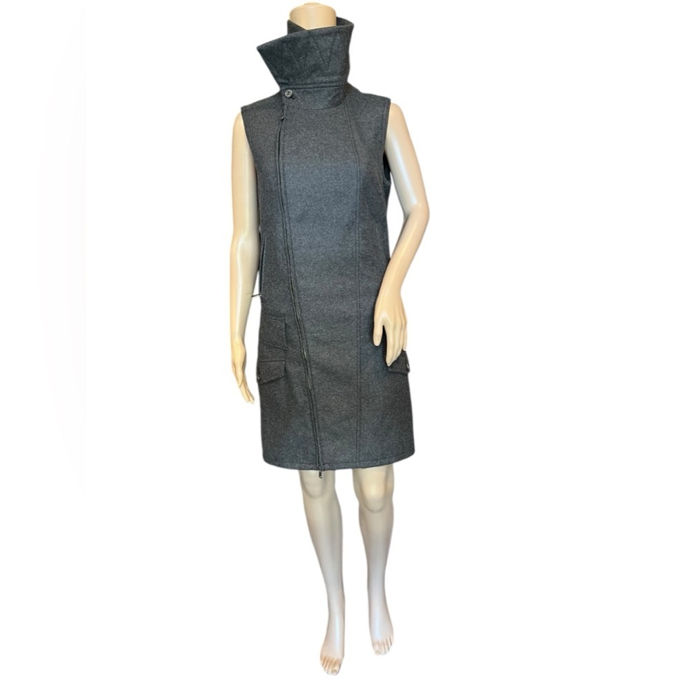 DIESEL BLACK GOLD Full Zip Womens Gray Wool Vest Dress Made In Italy Size 42 - Picture 2 of 16